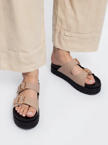 Sandały damskie eleganckie w kolorze Taupe