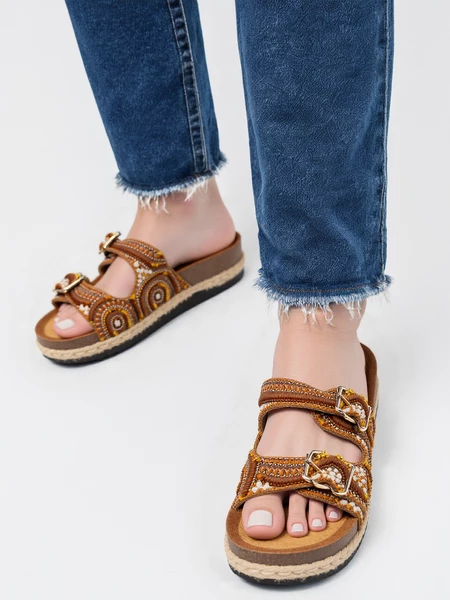 Sandały Etno Dekor Camel