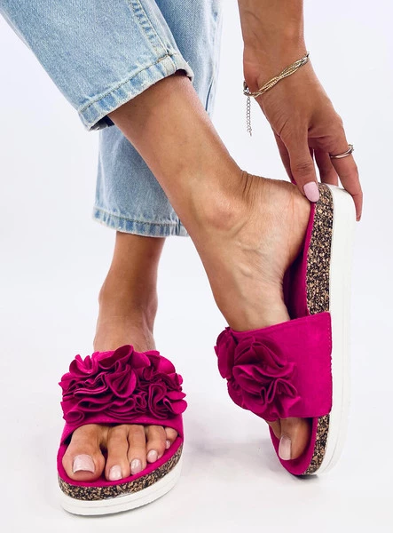 Klapki z kwiatami RIZZO FUKSJA PEACH