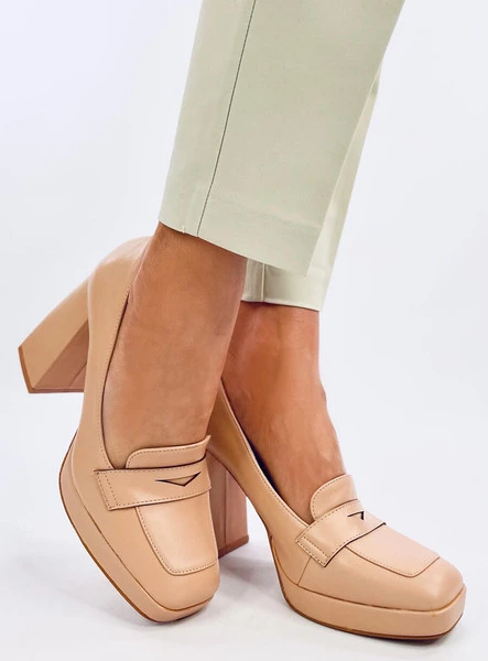 Mokasyny na obcasie ENTEE NUDE II GATUNEK