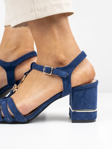 Modne sandały damskie na obcasie w kolorze Blue