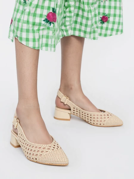 Damskie Ażurowe Sandały na Niskim Obcasie LUCIA BEIGE