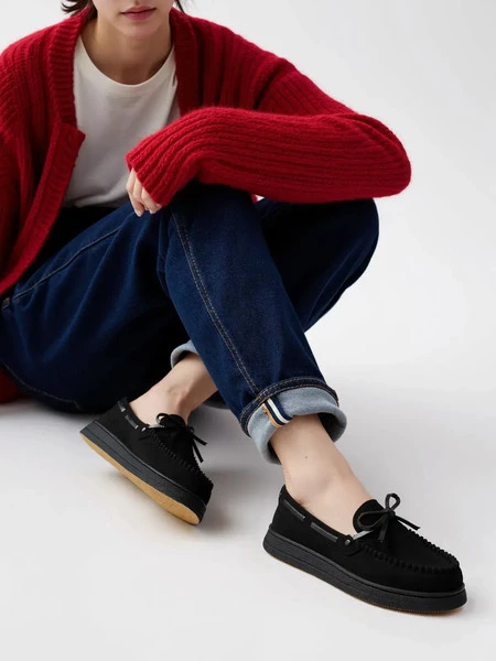 Damskie Mokasyny – Czarny, Zamszowe Lucia BLACK