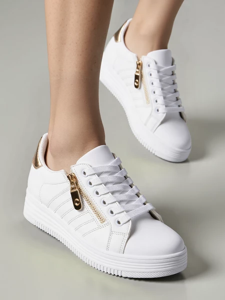 Damskie Sneakersy SAVONA WHITE CHAMPAGNE – Stylowe Buty na Platformie