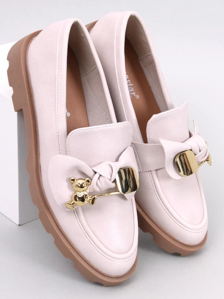 Mokasyny ze złotym misiem HONEY BEIGE