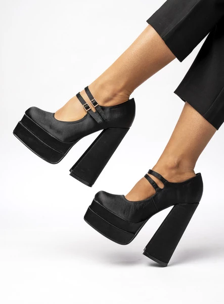 Czółenka na platformie satynowe PRANDI BLACK