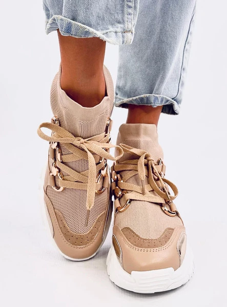 Skarpetkowe sneakersy za kostkę PETRA KHAKI