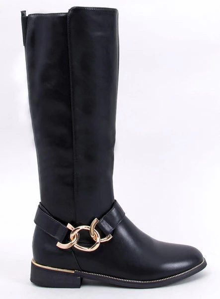 Oficerki licowe z łańcuszkiem DEVERS BLACK