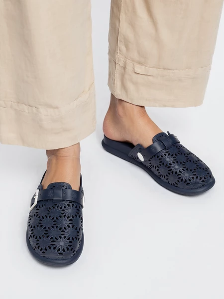 Damskie Klapki FLOWER BUCKLE NAVY