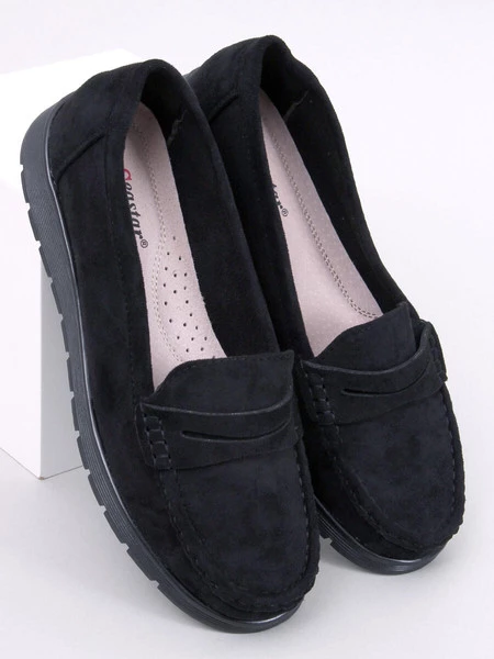 Mokasyny zamszowe skórzana wkładka MARIT BLACK