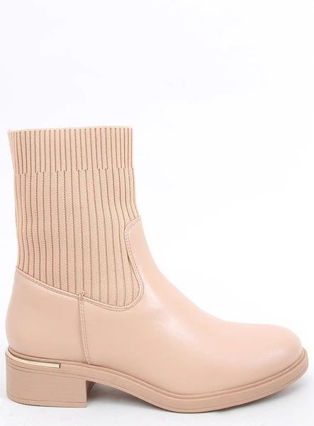 Botki skarpetkowa cholewka SENDI NUDE