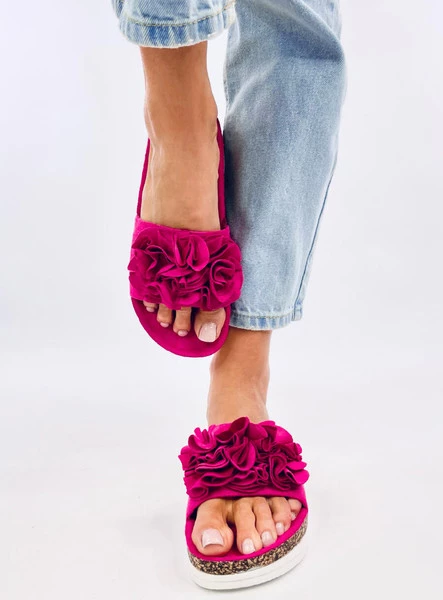 Klapki z kwiatami RIZZO FUKSJA PEACH