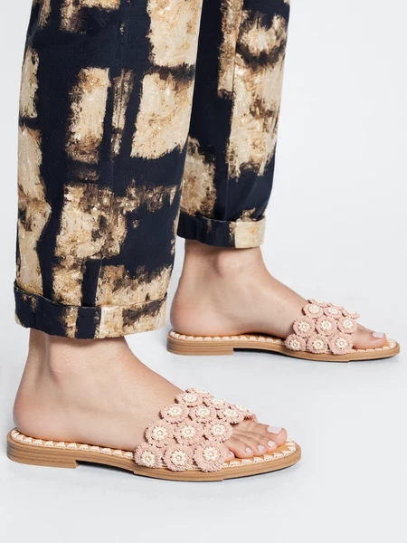 Klapki Kwiatowe Aurora - Jasnoróżowe