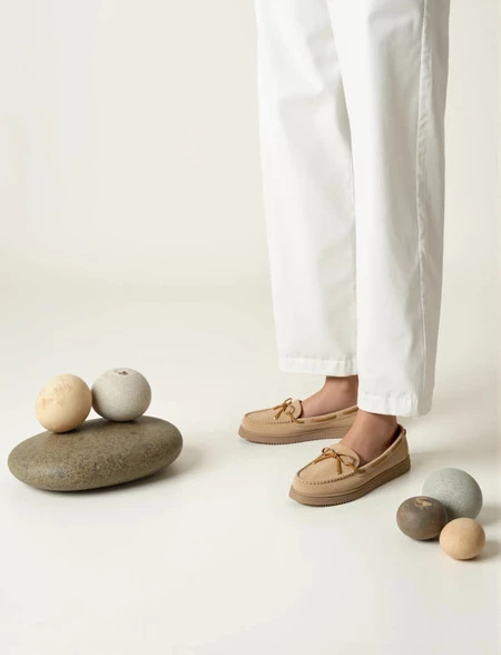 Damskie Mokasyny – Beżowe, Zamszowe Lucia BEIGE