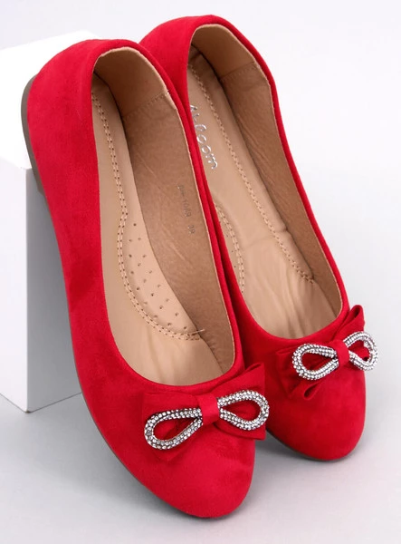Baleriny zamszowe z kokardą BENOIT RED