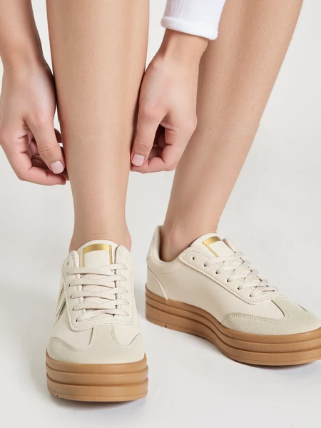 Damskie Sneakersy LUMI Beige/Lt.Gold