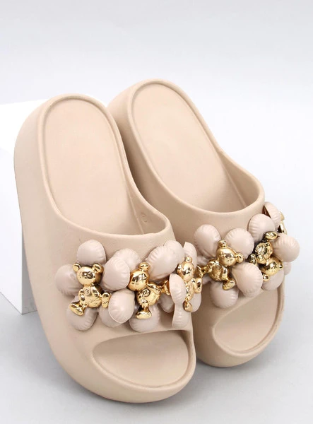 Klapki gumowe na platformie DEVAU KHAKI