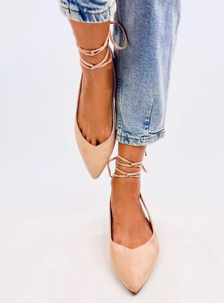 Baleriny bez pięty wiązane DENTONI NUDE