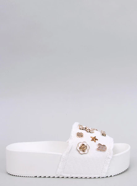 Klapki na grubej podeszwie z misiem LANCASTER WHITE