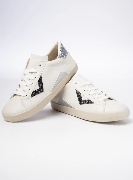 Damskie Sneakersy – Białe, Brokatowe Wstawki Sienna BLACK