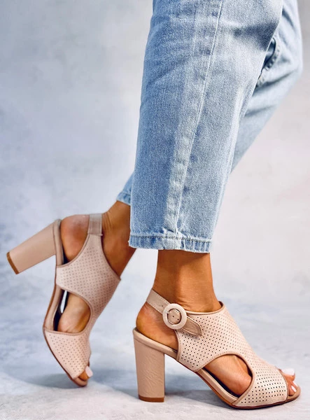 Sandałki ażurowe na obcasie MORILLO PINK