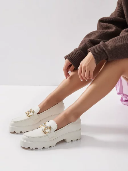 Damskie Mokasyny ELEGANZE WHITE