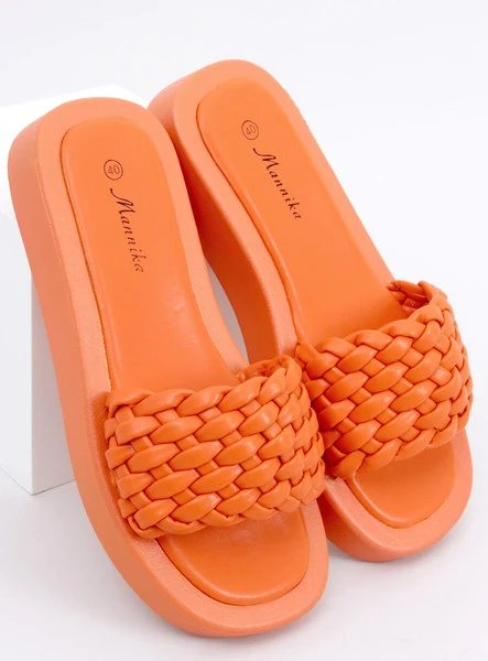 Klapki na wysokiej podeszwie z plecionymi paskami ELIDA ORANGE