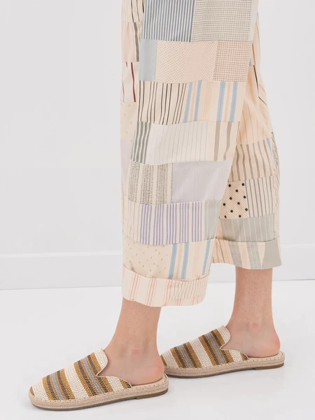 Mule letnie damskie z plecioną fakturą w kolorze Beige