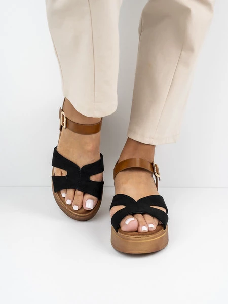 Sandały damskie na platformie BLACK