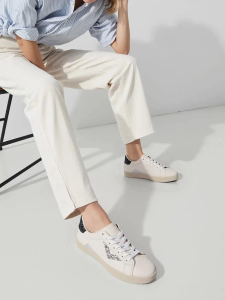 Damskie Sneakersy – Białe, Brokatowe Wstawki Sienna SILVER