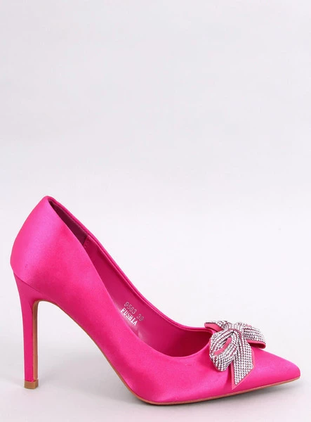 Satynowe szpilki z kokardą TRINI FUKSJA