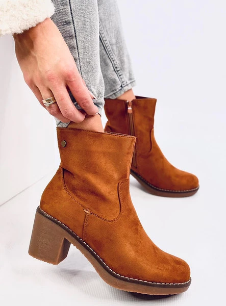 Botki na kauczukowym obcasie LINZI CAMEL