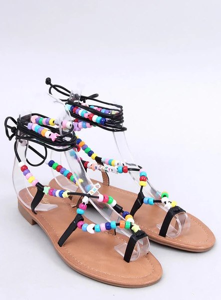 Sandałki rzymianki z koralikami MAIOS BLACK