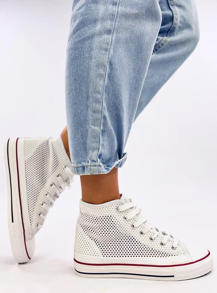 Ażurowe trampki za kostkę MOUSSE WHITE