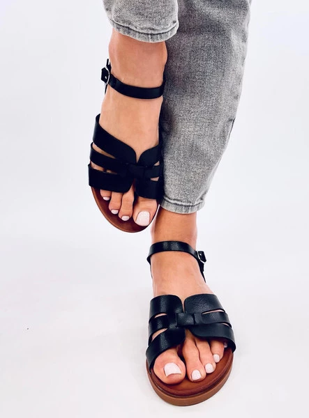 Sandałki damskie płaskie MANZO BLACK