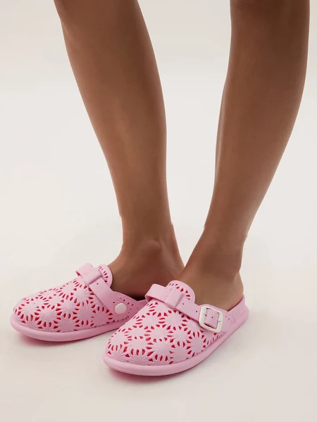 Damskie Klapki FLOWER BUCKLE PINK