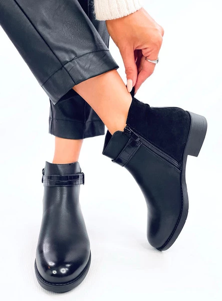 Sztyblety damskie licowo-zamszowe AMIL BLACK