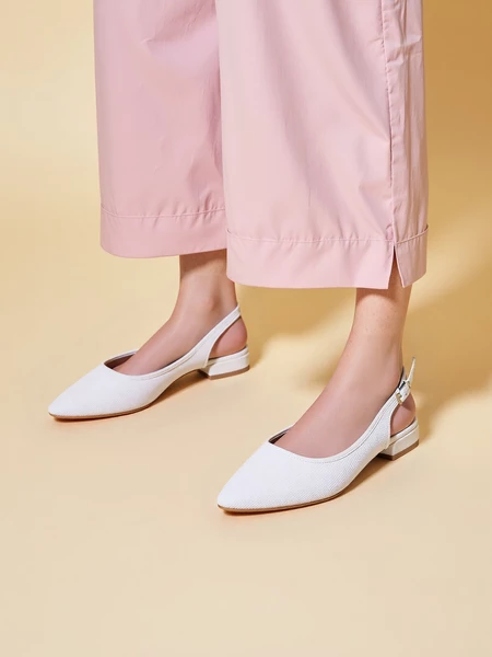 Damskie białe sandały ze spiczastym noskiem LARA WHITE