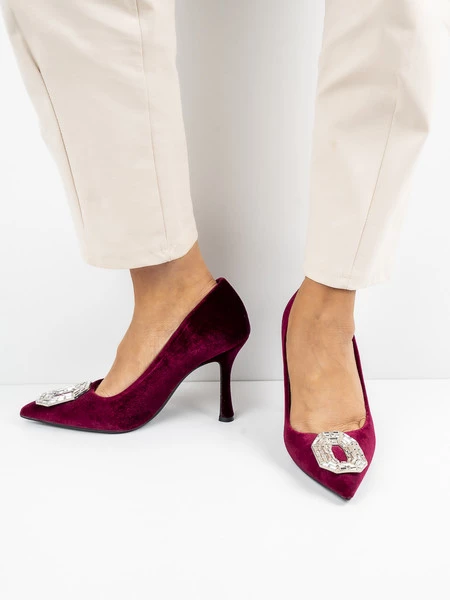 Modne czółenka damskie w kolorze Wine