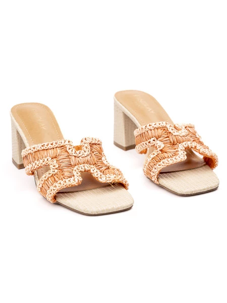 Damskie Klapki na Obcasie LUMINA ORANGE