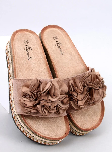 Klapki na grubej kolorowej podeszwie RAVEN KHAKI