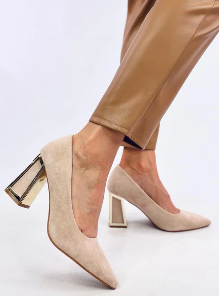 Czółenka na geometrycznym obcasie CONSTIE BEIGE
