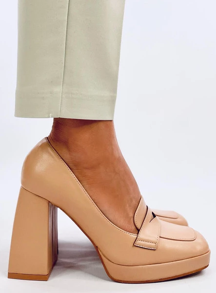 Mokasyny na obcasie ENTEE NUDE II GATUNEK