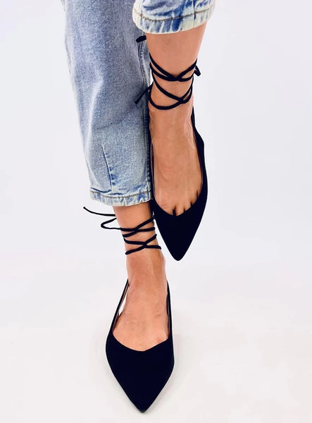 Baleriny bez pięty wiązane DENTONI BLACK