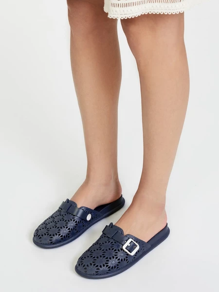 Damskie Klapki FLOWER BUCKLE NAVY
