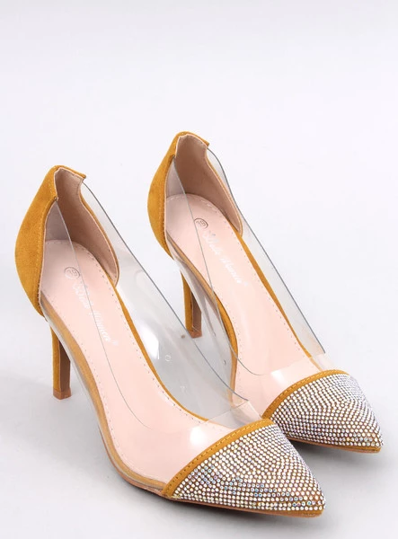 Szpilki damskie transparentne BRIANA YELLOW