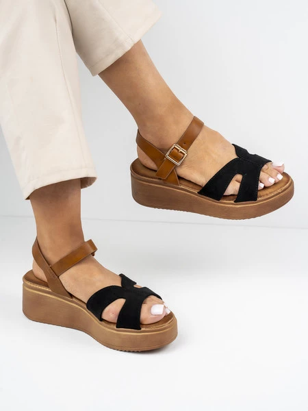 Sandały damskie na platformie BLACK