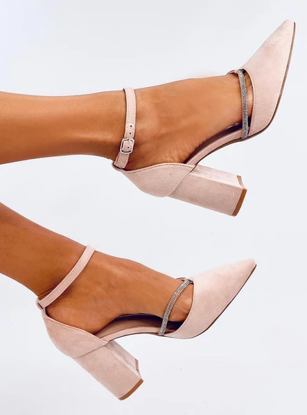 Czółenka na obcasie z paskiem AYARI NUDE