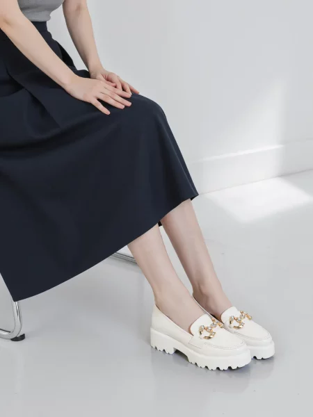 Damskie Mokasyny ELEGANZE WHITE