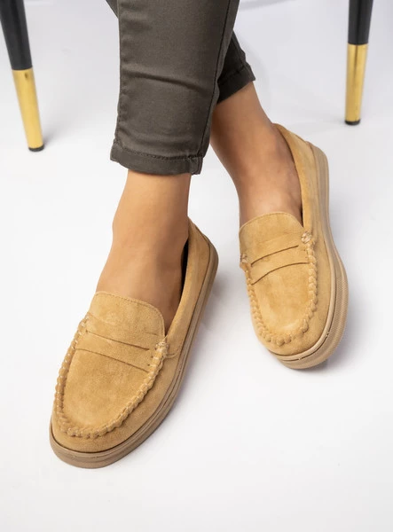 Damskie Mokasyny – Camel, Zamszowe Martina CAMEL